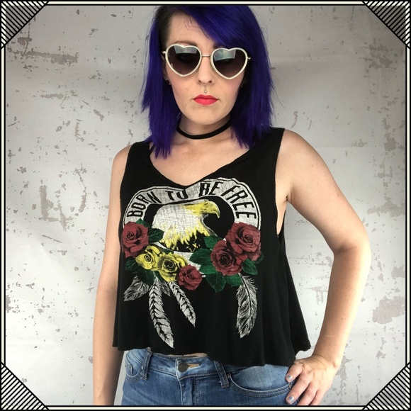 French Pastry Tops - * Born to be Free * Eagle Crop Top Punk Rock cute